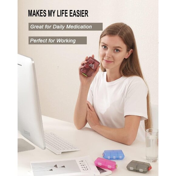 4PS Travel Pill Organizer with 164 Slice Labels,10 Compartments Travel Pill Box - Picture 9 of 9